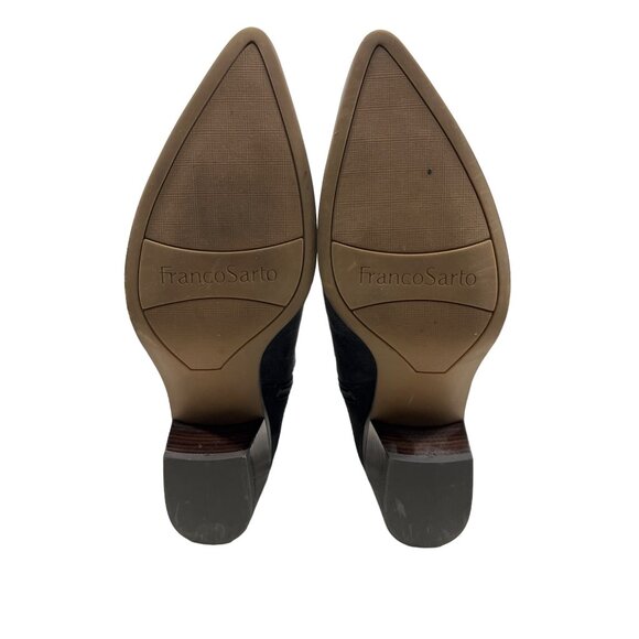 Franco Sarto Women's Black Leather Shaneen Peat Pointed Toe Ankle Booties Sz 8 - Picture 8 of 14